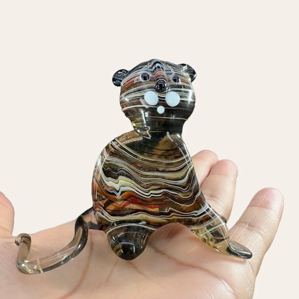 Venetian Slag Art Glass Small Figurine Bear‎ Animal Dog Delicate Glass Figurine